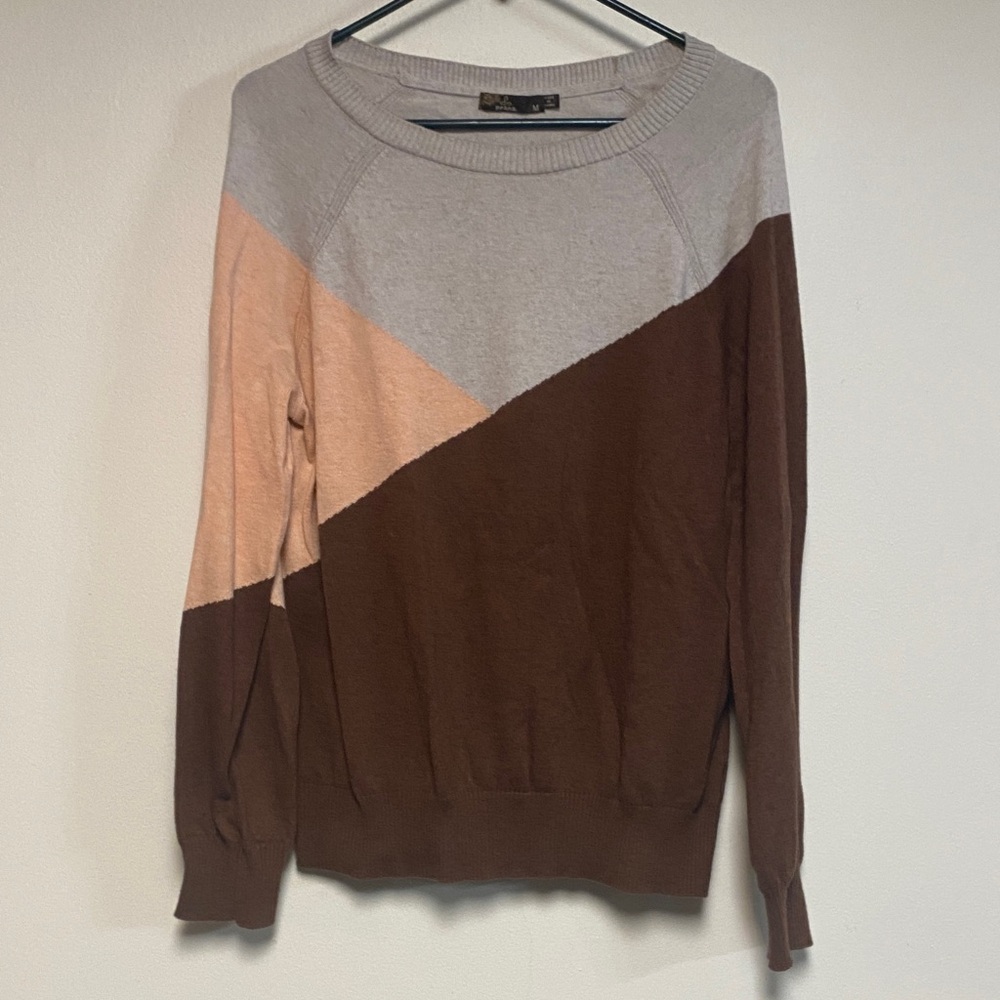 Prana Women's Colorblock Sweater - Brown, Tan, Cream